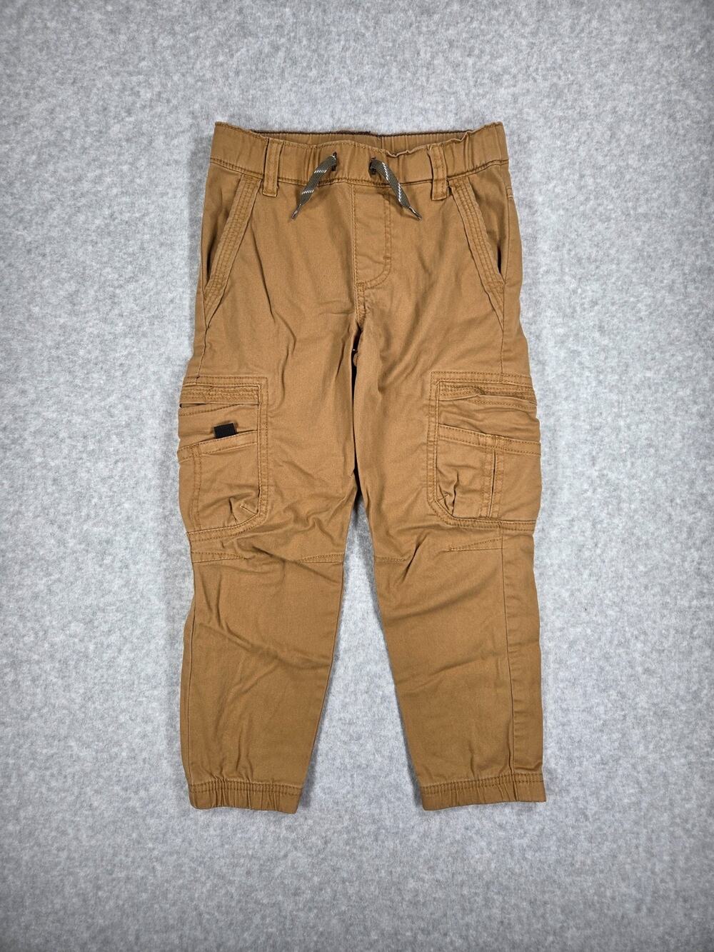 Wrangler Boys Sz 6 Regular Cargo Jogger Pants Khaki Tan Elastic Waist Drawstring